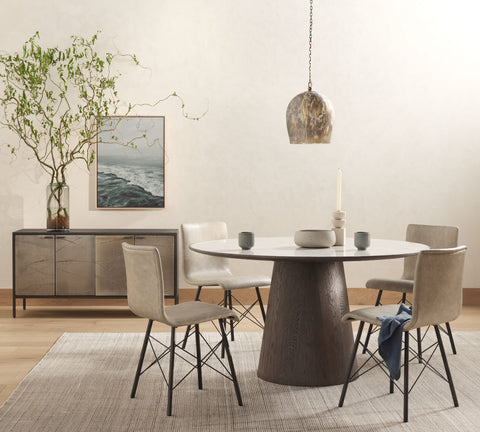 SKYE ROUND DINING TABLE-WHITE MARBLE - Hedi's Furniture