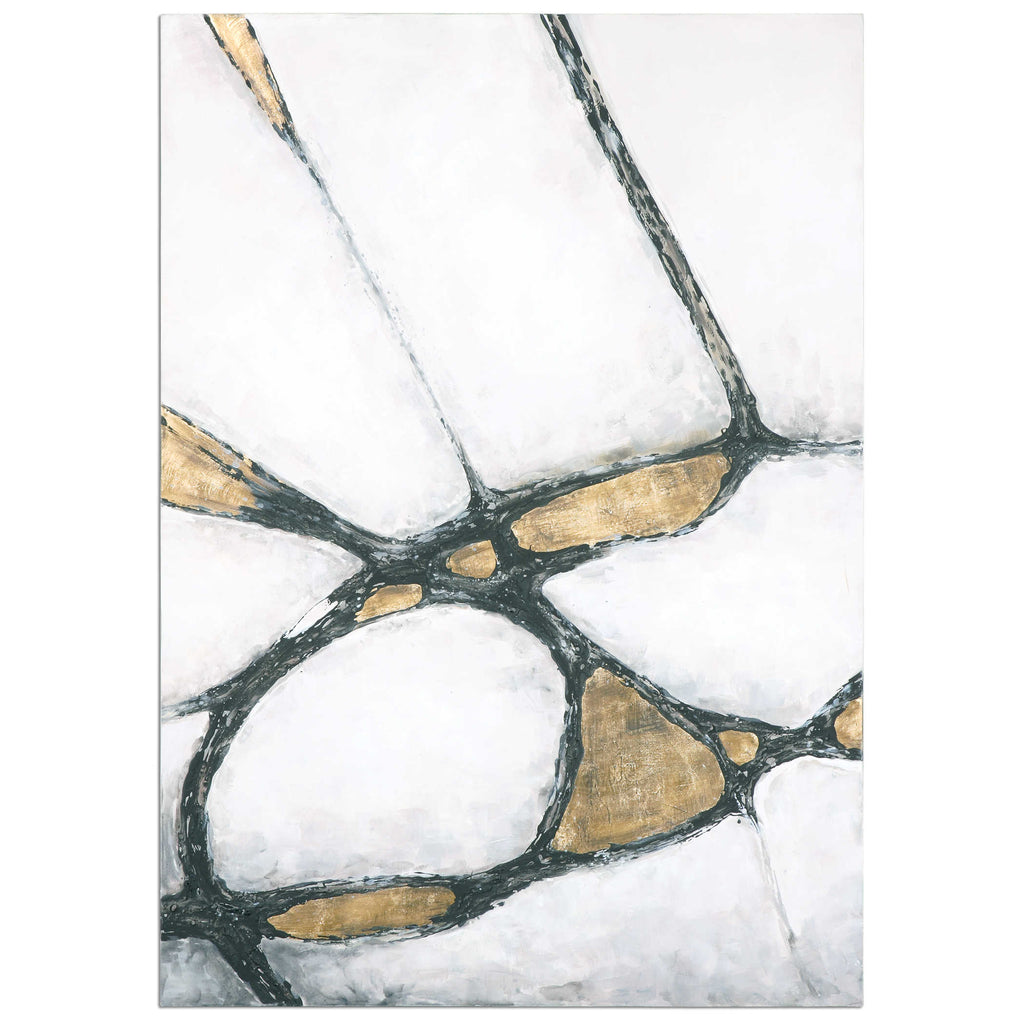 ABSTRACT IN GOLD AND BLACK HAND PAINTED CANVAS - Hedi's Furniture