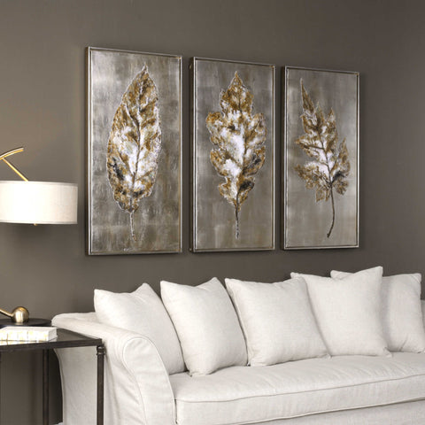 CHAMPAGNE LEAVES HAND PAINTED CANVASES
