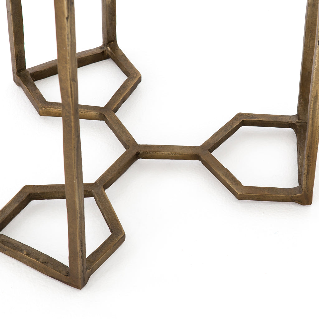 NAOMI MARBLE END TABLE-RAW BRASS - Hedi's Furniture