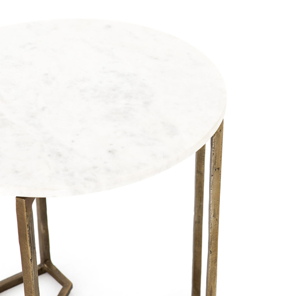 NAOMI MARBLE END TABLE-RAW BRASS - Hedi's Furniture