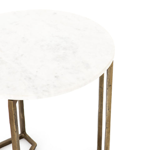NAOMI MARBLE END TABLE-RAW BRASS - Hedi's Furniture