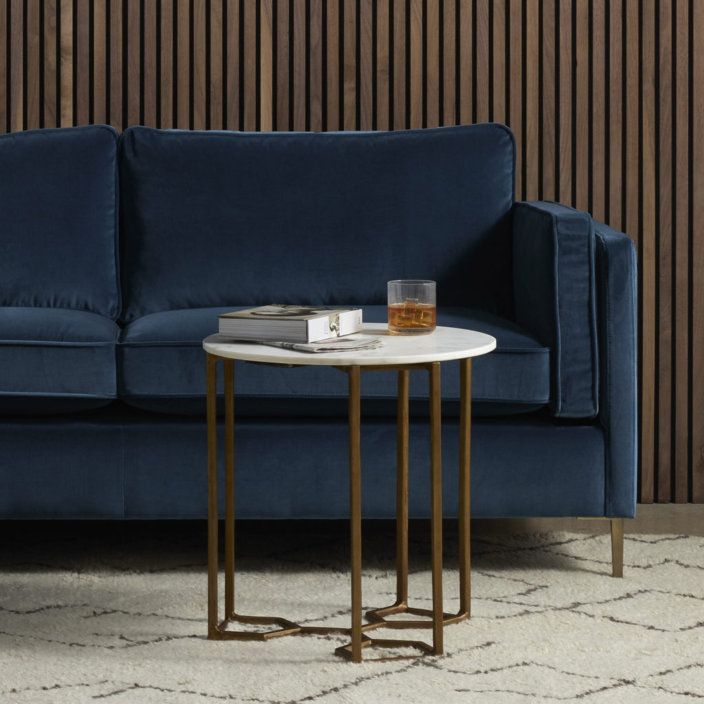 NAOMI MARBLE END TABLE-RAW BRASS - Hedi's Furniture