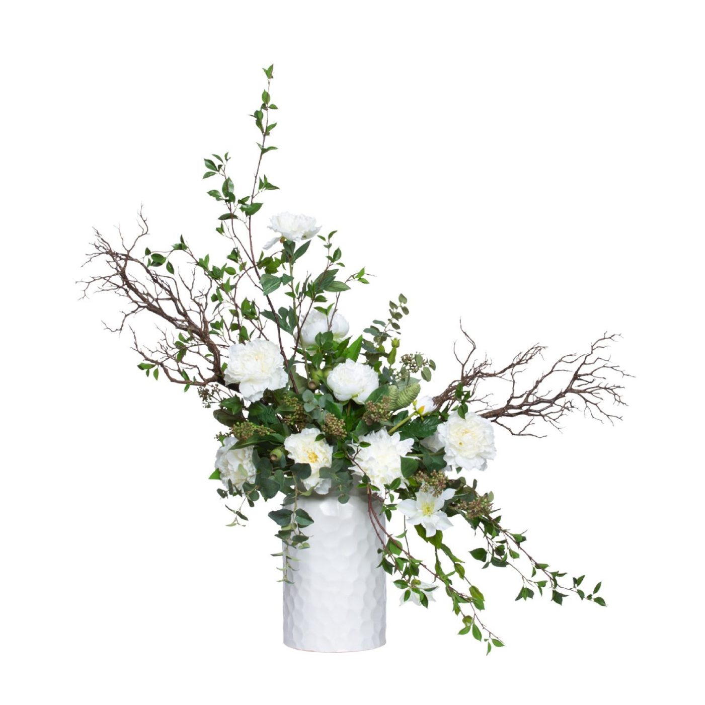 Assorted Flowers/Greenery In Tall White Pot - Hedi's Furniture