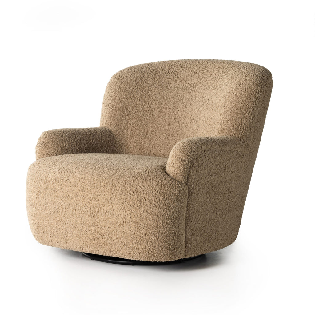 Kadon Swivel Chair-Sheepskin Camel - Hedi's Furniture